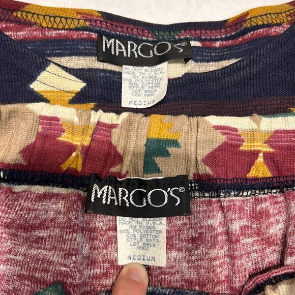 VTG Margo's Shirt Skirt Set Southwest Print Womens Sz Medium Western Navy Green - Picture 6 of 10